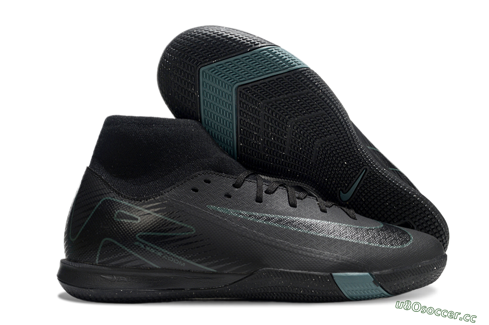 Men's Nike Air Zoom Mercurial Superfly 10 Academy IC Indoor & Futsal High-Tops Football Shoes - Black/Green 2