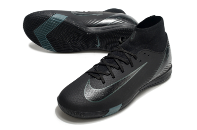Men's Nike Air Zoom Mercurial Superfly 10 Academy IC Indoor & Futsal High-Tops Football Shoes - Black/Green