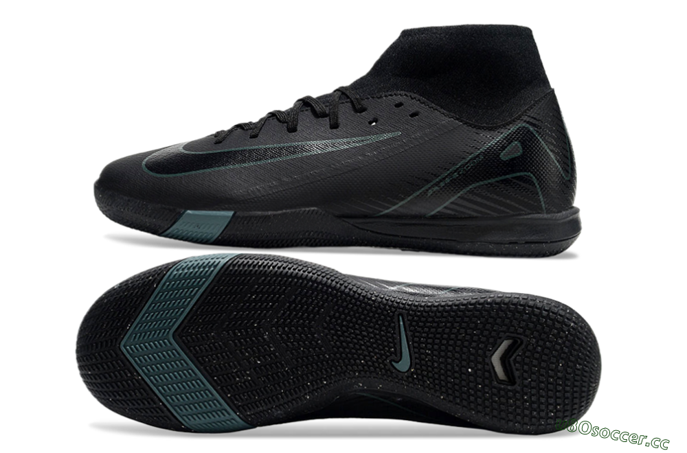 Men's Nike Air Zoom Mercurial Superfly 10 Academy IC Indoor & Futsal High-Tops Football Shoes - Black/Green 1