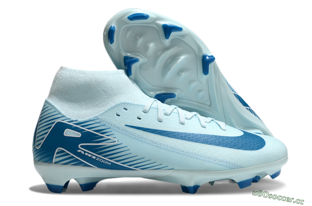 Men's Nike Air Zoom Mercurial Superfly 10 Academy FG Firm Ground High-Tops Football Boots - Jade/Blue/White 2