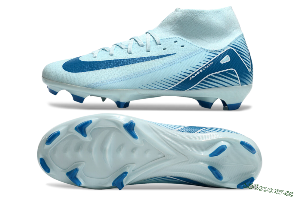 Men's Nike Air Zoom Mercurial Superfly 10 Academy FG Firm Ground High-Tops Football Boots - Jade/Blue/White 1