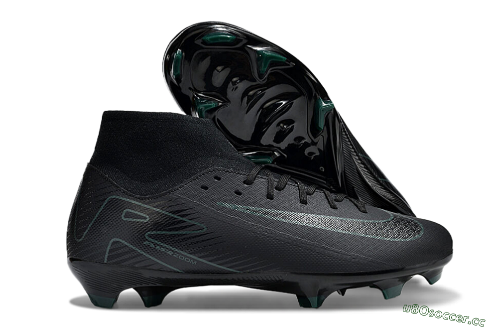 Men's Nike Air Zoom Mercurial Superfly 10 Academy FG Firm Ground High-Tops Football Boots - Black/Green 2