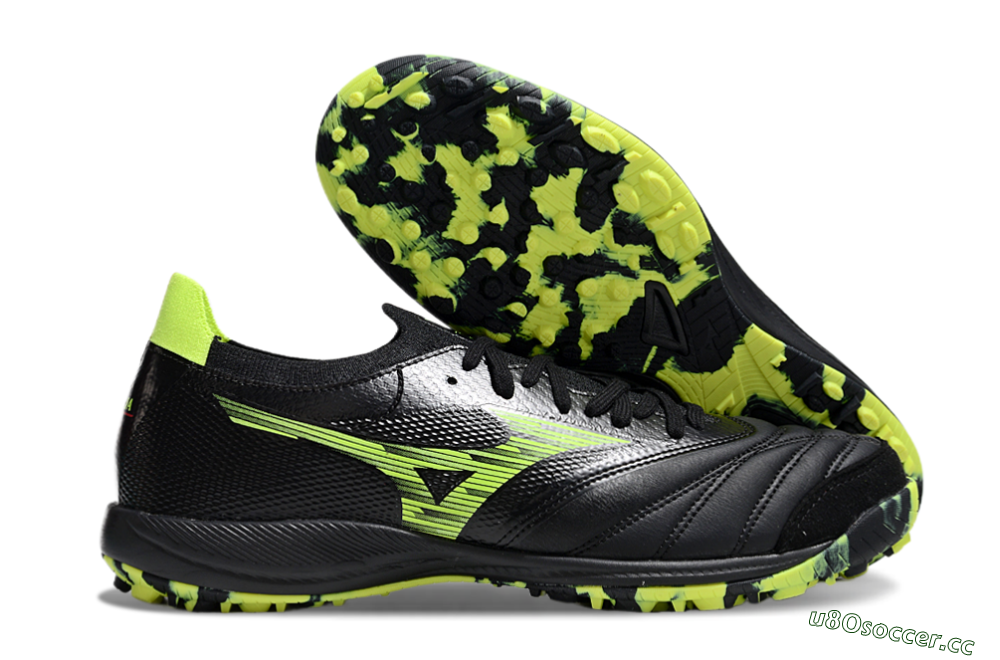 Men's Mizuno Morelia Neo Sala M8 TF Artificial Turf Low-Tops Football Shoes - Black/Yellow 2