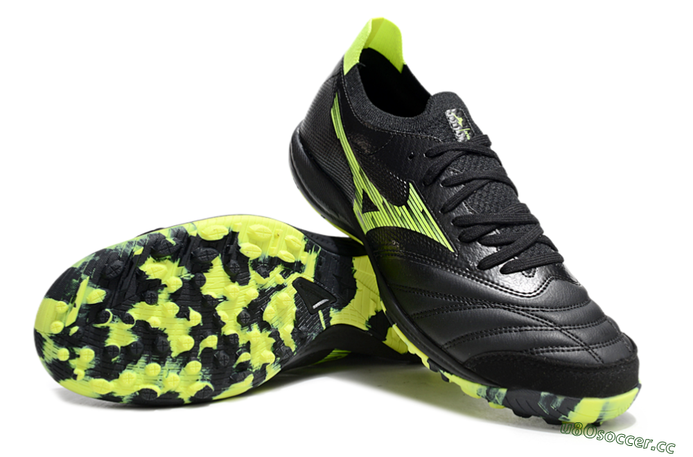 Men's Mizuno Morelia Neo Sala M8 TF Artificial Turf Low-Tops Football Shoes - Black/Yellow 3
