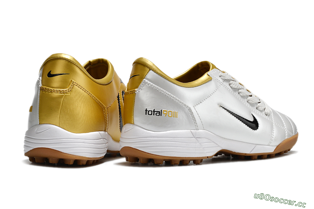 Men's Nike Total 90 II TF Artificial Turf Low-Tops Football Shoes - Silver/Black/Gold 6