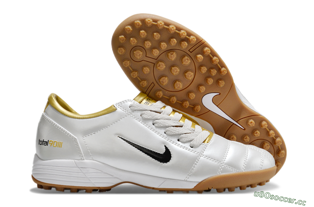 Men's Nike Total 90 II TF Artificial Turf Low-Tops Football Shoes - Silver/Black/Gold 2