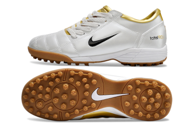 Men's Nike Total 90 II TF Artificial Turf Low-Tops Football Shoes - Silver/Black/Gold