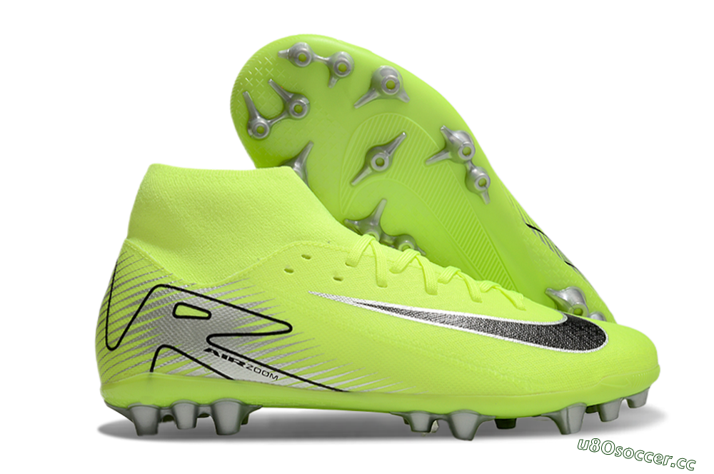 Men's Nike Air Zoom Mercurial Superfly 10 Academy AG Artificial Grass High-Tops Football Boots - Yellow/Black/Silver 2