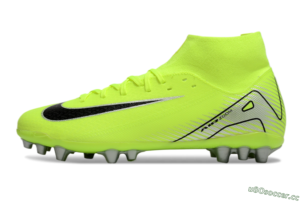 Men's Nike Air Zoom Mercurial Superfly 10 Academy AG Artificial Grass High-Tops Football Boots - Yellow/Black/Silver 0