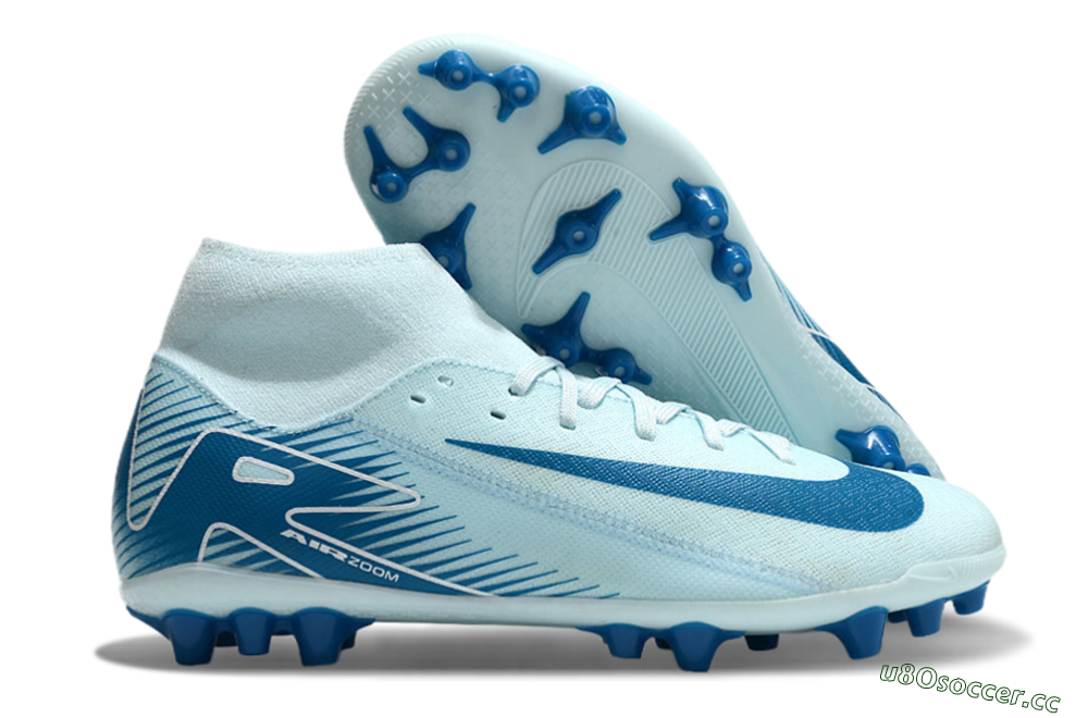 Men's Nike Air Zoom Mercurial Superfly 10 Academy AG Artificial Grass High-Tops Football Boots - Jade/Blue/White 2