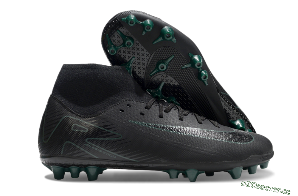 Men's Nike Air Zoom Mercurial Superfly 10 Academy AG Artificial Grass High-Tops Football Boots - Black/Green 2