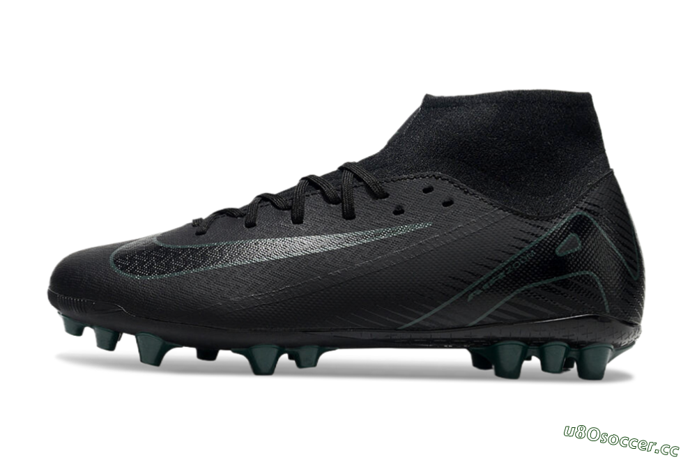 Men's Nike Air Zoom Mercurial Superfly 10 Academy AG Artificial Grass High-Tops Football Boots - Black/Green 0