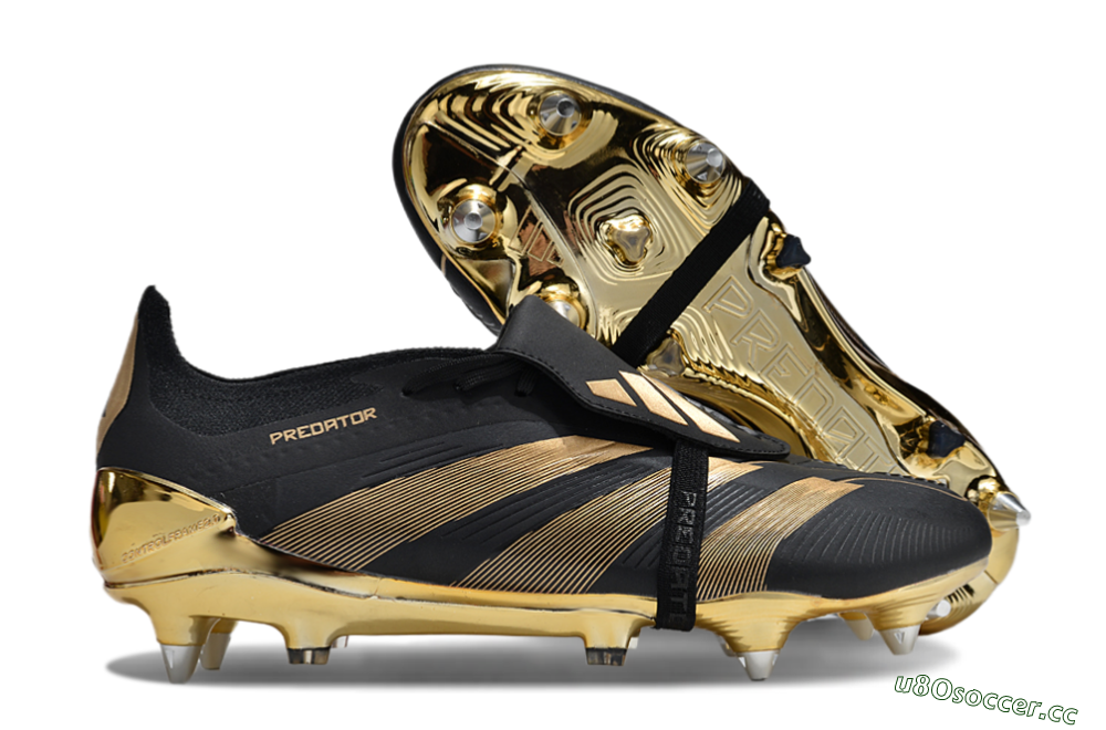 Men's Adidas Predator Elite Foldover Tongue SG Soft Ground Low-Tops Football Boots - Black/Gold 2