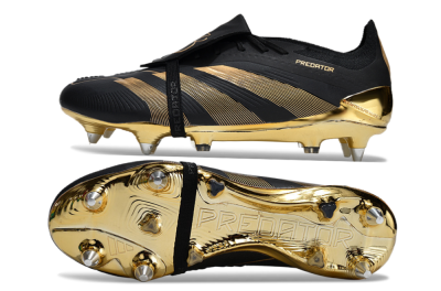Men's Adidas Predator Elite Foldover Tongue SG Soft Ground Low-Tops Football Boots - Black/Gold