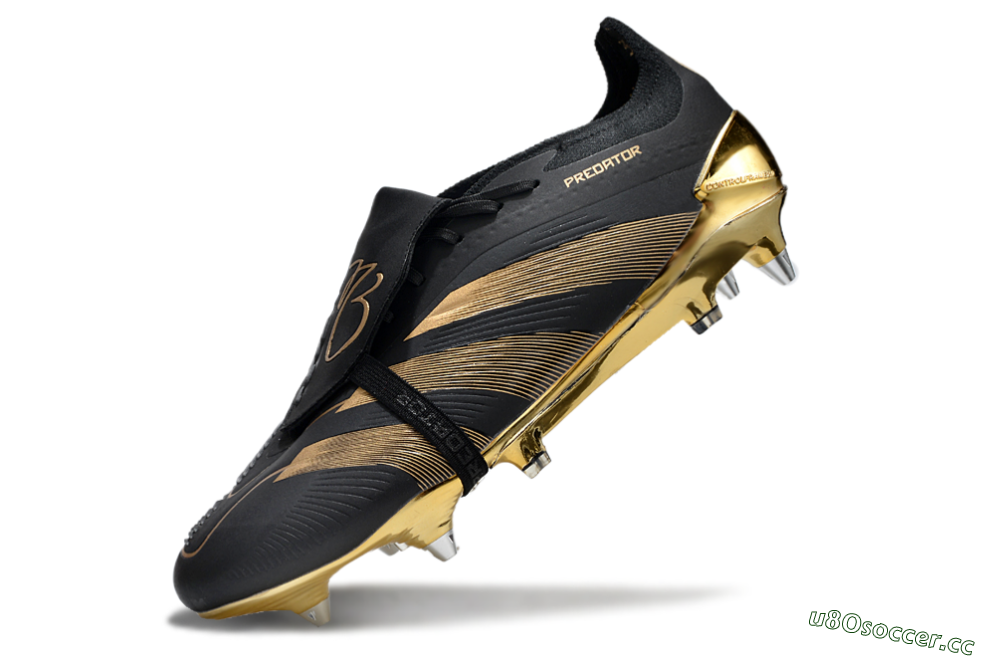 Men's Adidas Predator Elite Foldover Tongue SG Soft Ground Low-Tops Football Boots - Black/Gold 5