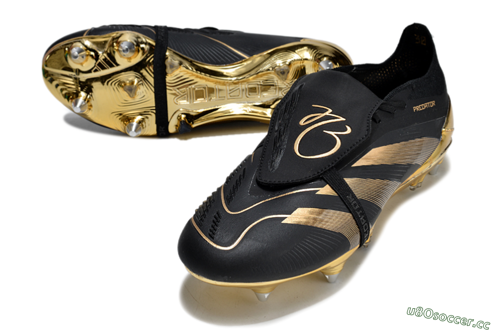 Men's Adidas Predator Elite Foldover Tongue SG Soft Ground Low-Tops Football Boots - Black/Gold 3