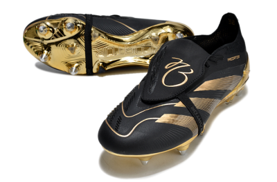 Men's Adidas Predator Elite Foldover Tongue SG Soft Ground Low-Tops Football Boots - Black/Gold
