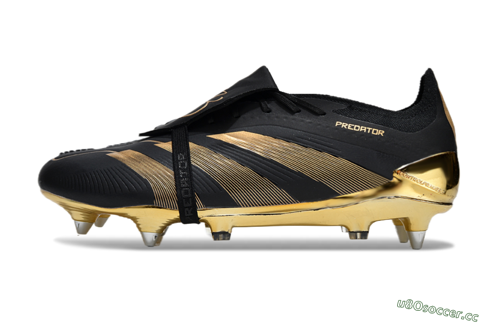 Men's Adidas Predator Elite Foldover Tongue SG Soft Ground Low-Tops Football Boots - Black/Gold 0