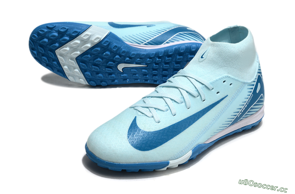 Men's Nike Air Zoom Mercurial Superfly 10 Academy TF Artificial Turf High-Tops Football Shoes - Jade/Blue/White 3