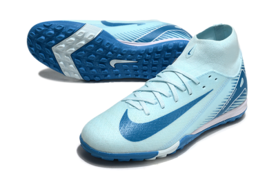Men's Nike Air Zoom Mercurial Superfly 10 Academy TF Artificial Turf High-Tops Football Shoes - Jade/Blue/White