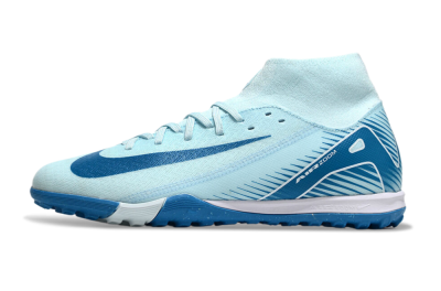 Men's Nike Air Zoom Mercurial Superfly 10 Academy TF Artificial Turf High-Tops Football Shoes - Jade/Blue/White