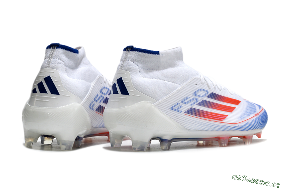 Men's Adidas F50 Elite Mid FG Firm Ground High-Tops Football Boots - White/Red/Blue 6