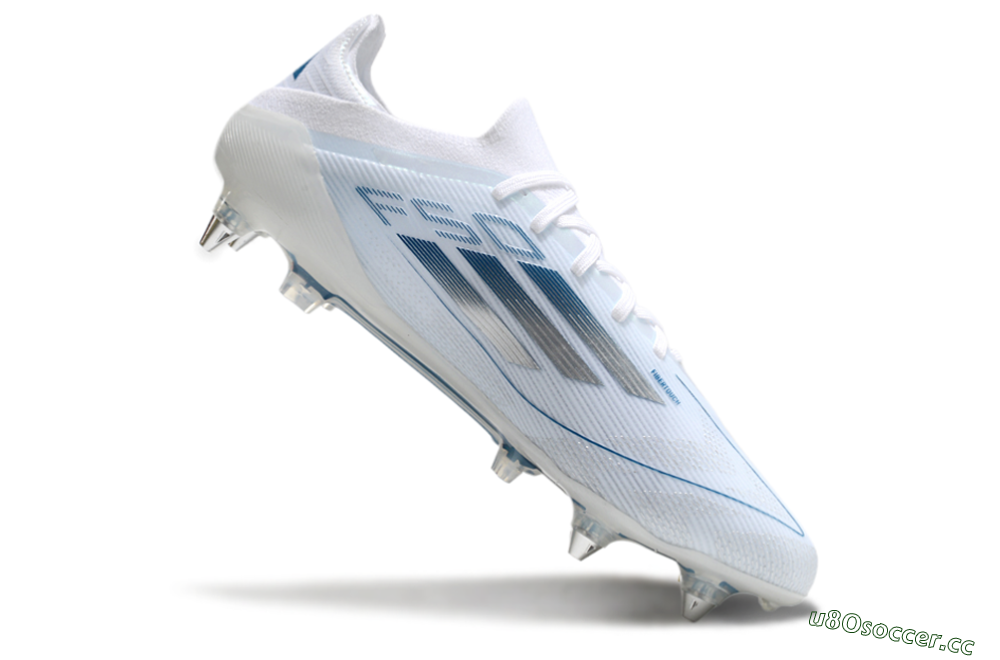 Men's Adidas F50 Elite SG Soft Ground Low-Tops Football Boots - White/Silver/Blue 4