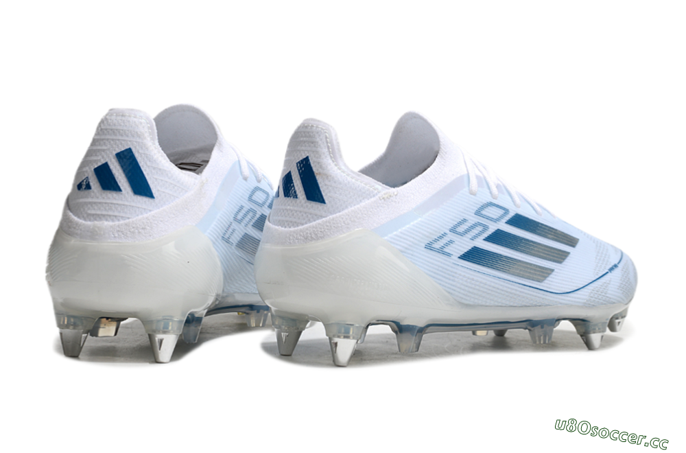 Men's Adidas F50 Elite SG Soft Ground Low-Tops Football Boots - White/Silver/Blue 6