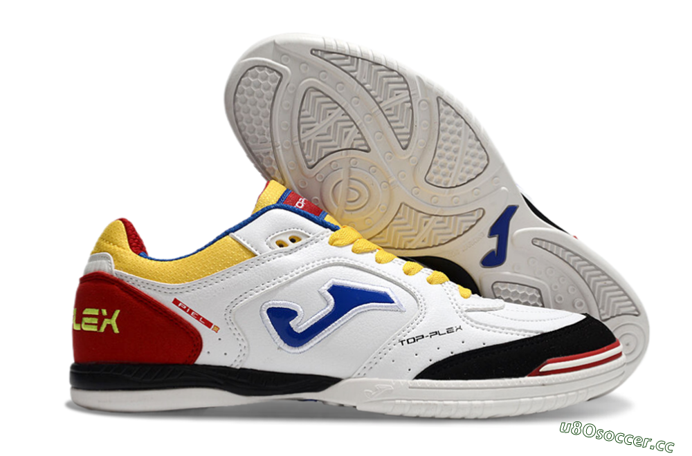 Men's Joma Top Flex IC Indoor & Futsal Low-Tops Football Shoes - White/Yellow/Red 2