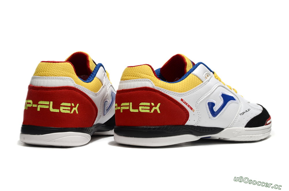 Men's Joma Top Flex IC Indoor & Futsal Low-Tops Football Shoes - White/Yellow/Red 6