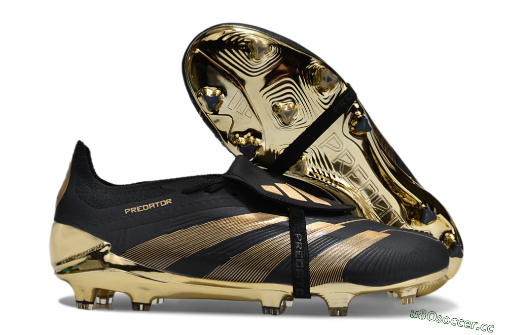 Men's Adidas Predator Elite Foldover Tongue FG Firm Ground Low-Tops Football Boots - Black/Gold 2