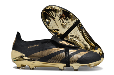 Men's Adidas Predator Elite Foldover Tongue FG Firm Ground Low-Tops Football Boots - Black/Gold