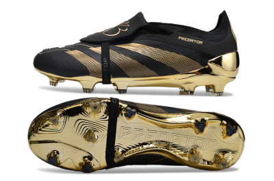 Men's Adidas Predator Elite Foldover Tongue FG Firm Ground Low-Tops Football Boots - Black/Gold