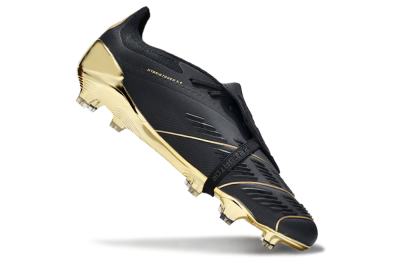 Men's Adidas Predator Elite Foldover Tongue FG Firm Ground Low-Tops Football Boots - Black/Gold
