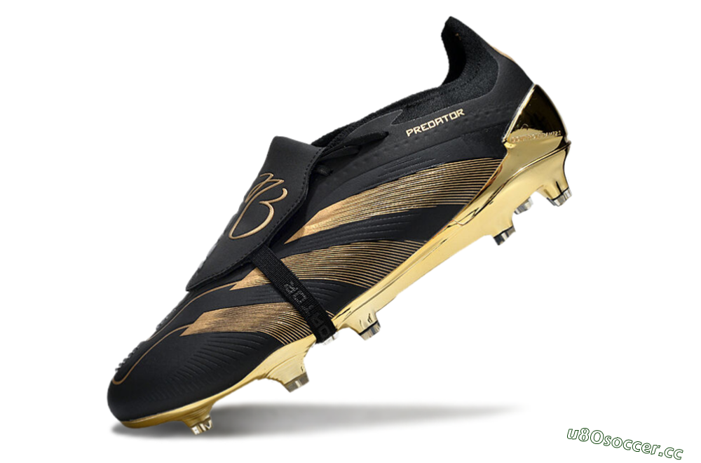 Men's Adidas Predator Elite Foldover Tongue FG Firm Ground Low-Tops Football Boots - Black/Gold 5