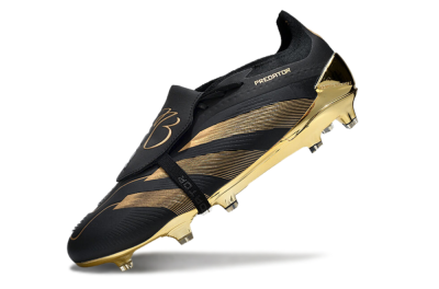 Men's Adidas Predator Elite Foldover Tongue FG Firm Ground Low-Tops Football Boots - Black/Gold