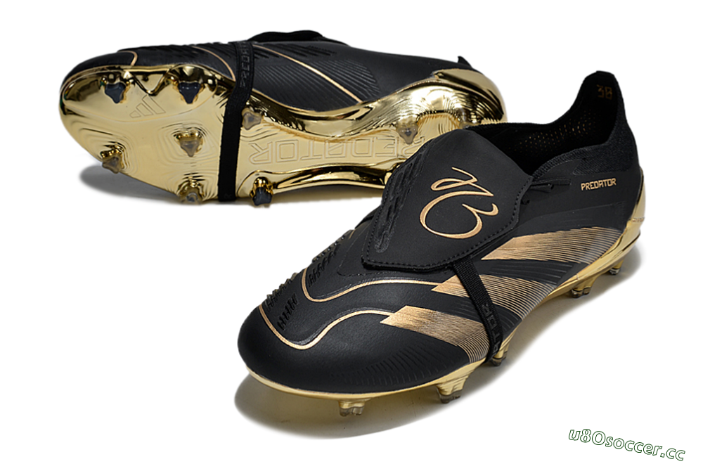Men's Adidas Predator Elite Foldover Tongue FG Firm Ground Low-Tops Football Boots - Black/Gold 3