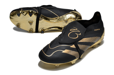 Men's Adidas Predator Elite Foldover Tongue FG Firm Ground Low-Tops Football Boots - Black/Gold