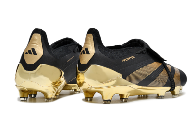 Men's Adidas Predator Elite Foldover Tongue FG Firm Ground Low-Tops Football Boots - Black/Gold