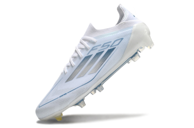 Men's Adidas F50 Elite FG Firm Ground Low-Tops Football Boots - White/Silver/Blue
