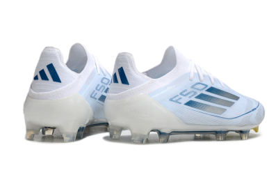 Men's Adidas F50 Elite FG Firm Ground Low-Tops Football Boots - White/Silver/Blue