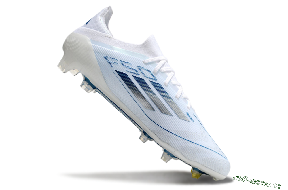Men's Adidas F50 Elite FG Firm Ground Low-Tops Football Boots - White/Silver/Blue 4