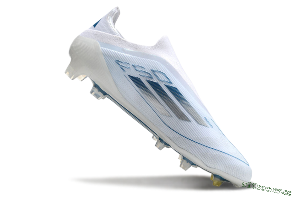Men's Adidas F50 Elite Laceless FG Firm Ground Low-Tops Football Boots - White/Silver/Blue 4