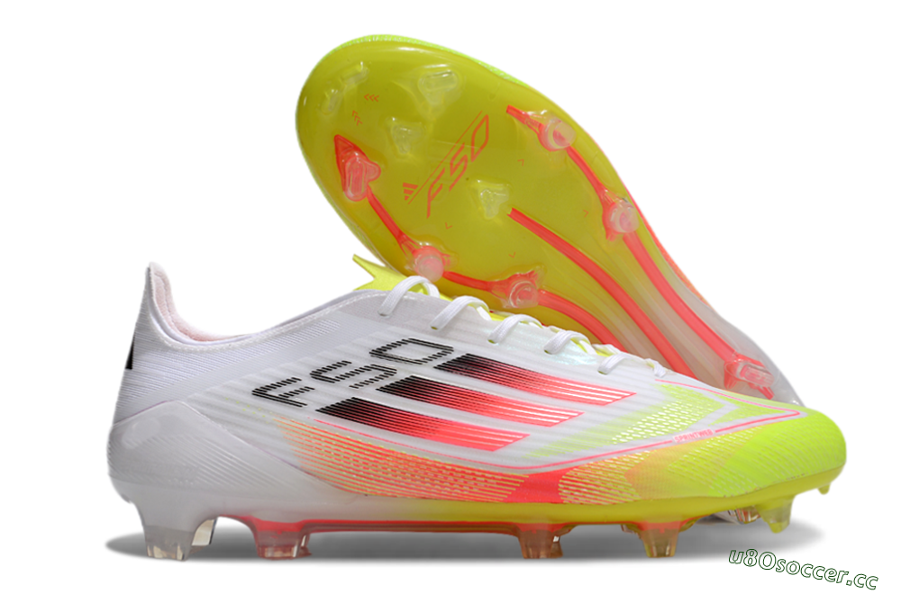 Men's Adidas F50 Elite FG Firm Ground Low-Tops Football Boots - White/Yellow/Red 2
