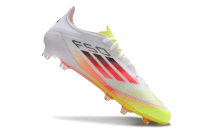 Men's Adidas F50 Elite FG Firm Ground Low-Tops Football Boots - White/Yellow/Red