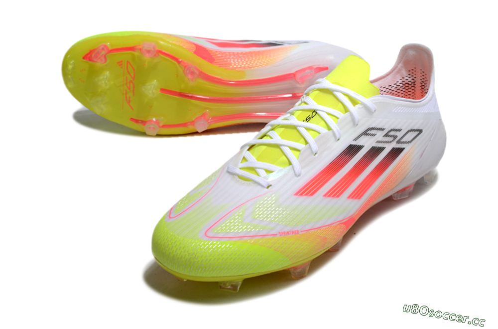 Men's Adidas F50 Elite FG Firm Ground Low-Tops Football Boots - White/Yellow/Red 3