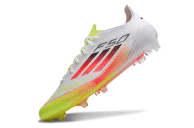 Men's Adidas F50 Elite FG Firm Ground Low-Tops Football Boots - White/Yellow/Red