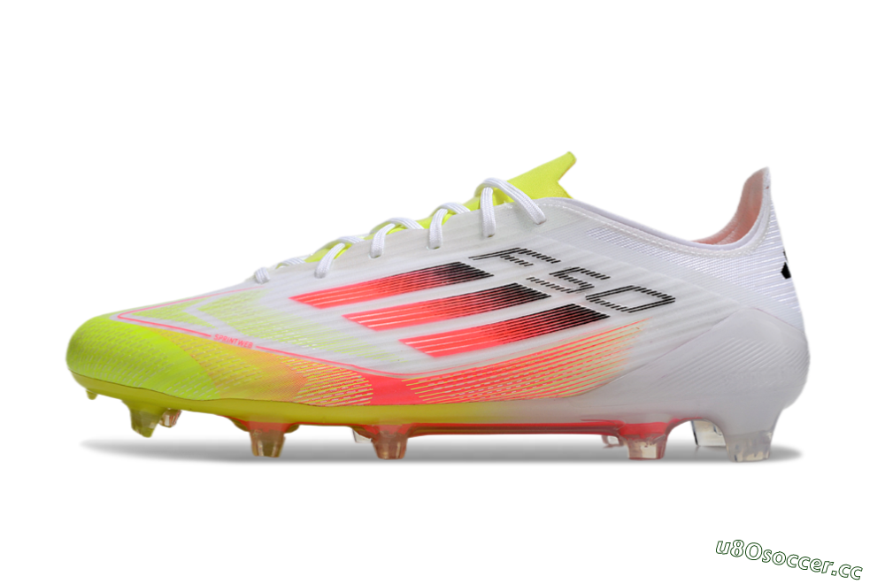 Men's Adidas F50 Elite FG Firm Ground Low-Tops Football Boots - White/Yellow/Red 0