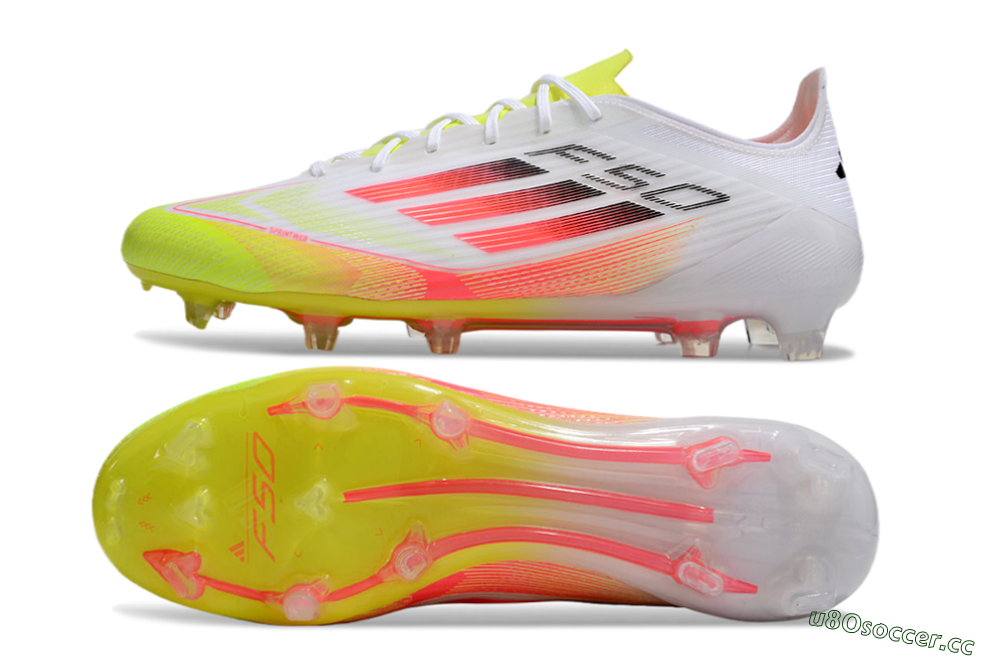 Men's Adidas F50 Elite FG Firm Ground Low-Tops Football Boots - White/Yellow/Red 1