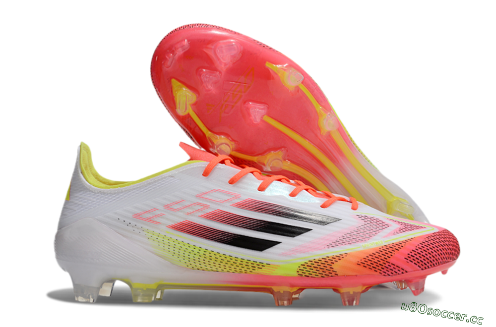 Men's Adidas F50 Elite FG Firm Ground Low-Tops Football Boots - White/Red/Yellow 2